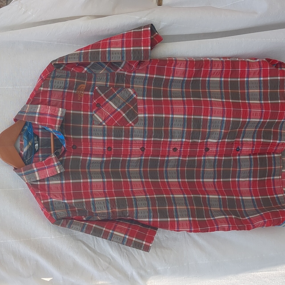 The North Face Shirt Blue Red Casual Button Down Shirt Plaid Large